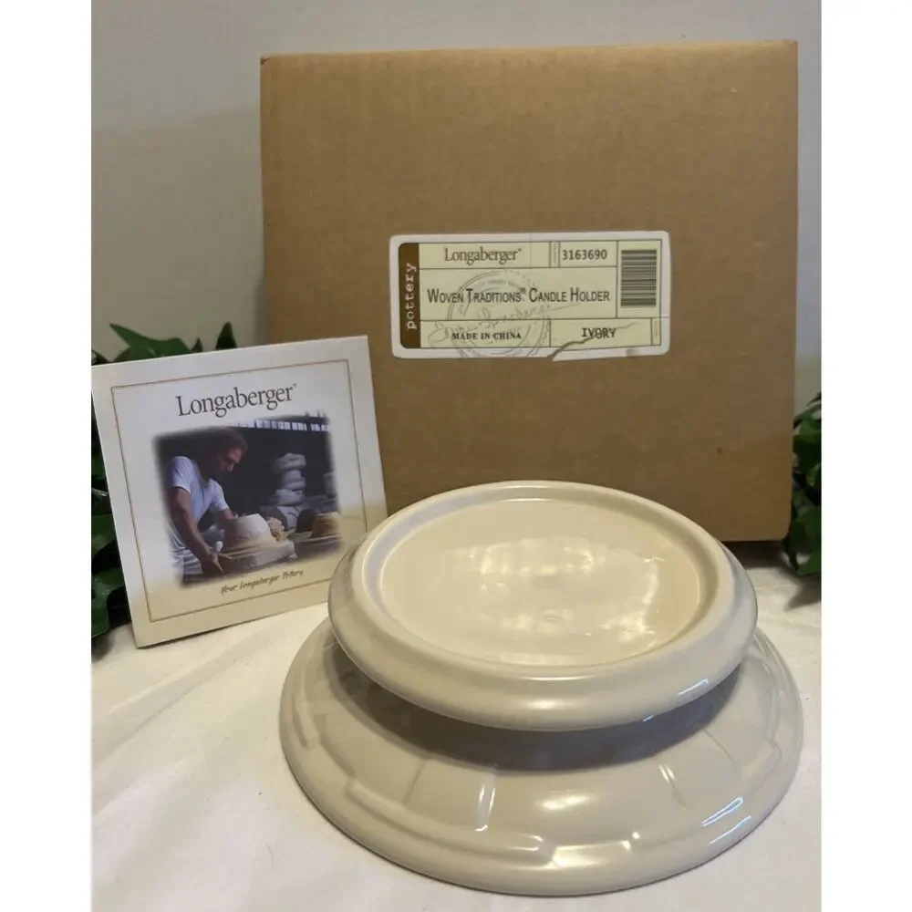 New In Box Longaberger Woven Traditions Candle Holder Pottery 3163690